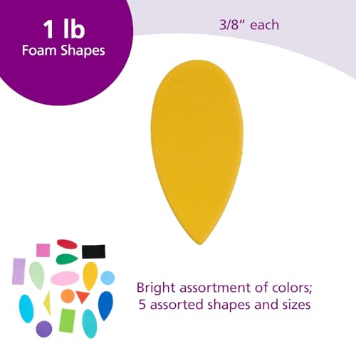 Colorations Big Jumbo Bag of Foam Shapes, 1 Lb Bulk, Assorted Colors, Geometric Rainbow Shapes, for STEM, STEAM, Collage, Mosaic, Arts & Crafts, Learning, Matching, Sorting, Pattern (Item # FOAMRUS) - Image 2