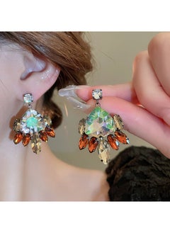 Gradual Crystal Butterfly Stud Earrings 10#Silver needle - champagne - orange