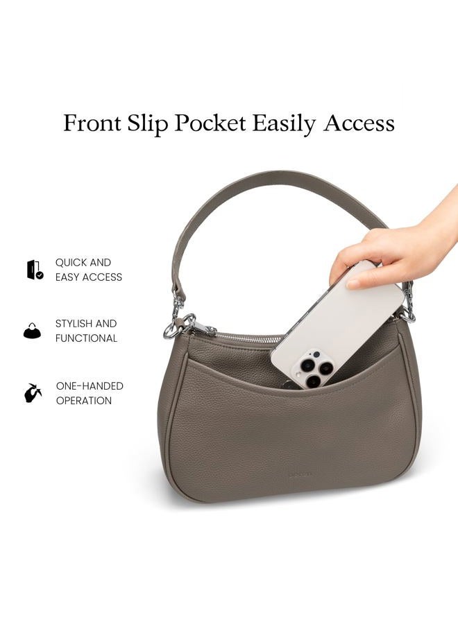 befen Genuine Leather Crossbody Bags for Women Anti Theft Shoulder Purse Trendy Hobo Bag with RFID Womens Handbag Purse, Taupe, Medium - Image 4