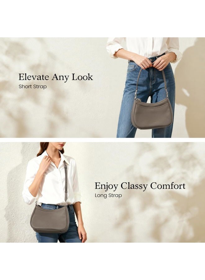 befen Genuine Leather Crossbody Bags for Women Anti Theft Shoulder Purse Trendy Hobo Bag with RFID Womens Handbag Purse, Taupe, Medium - Image 3