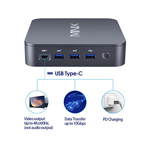 MINIX NEO J51-C8 Max Mini Computer, 8GB/512GB M.2 PCIe NVMe SSD Windows 11 Pro, Aluminum/Wi-Fi6/Dual 2.5GB LAN/USB-C/Triple Display/4K/Auto Power On/PXE Boot/RTC/Vesa Mount - Image 3