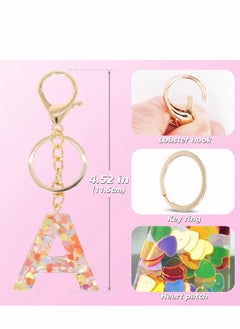 KASTWAVE Tassel Key Ring and Letter Keychain 2pcs Boho Key Ring Bag Pendant Hand-woven Retro Volcanic Stone Keychain Pendant for Purse Handbags Women Girl Alphabet Heart Sequin Keychain (Random Color)  - Image 3