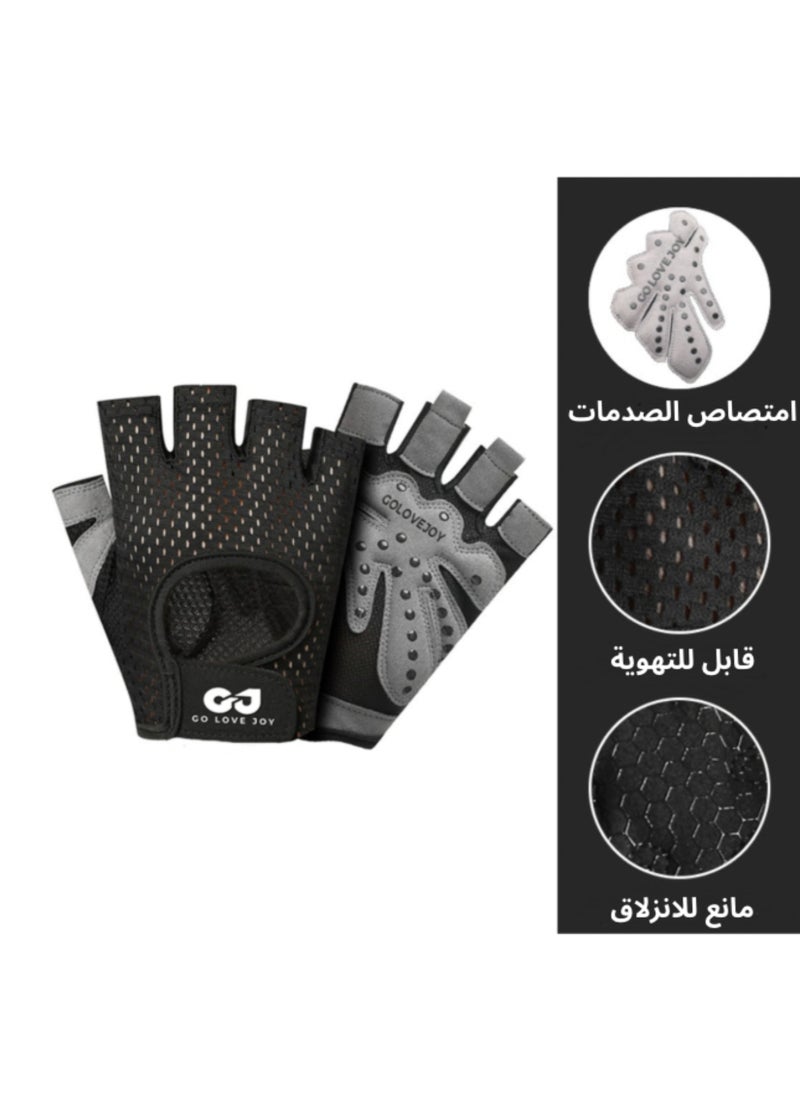 GO Fitness Gloves for Men & Women, Anti-Slip Half Finger Gloves for Gym, Weight Training, Bodybuilding, and Cycling  - Image 1