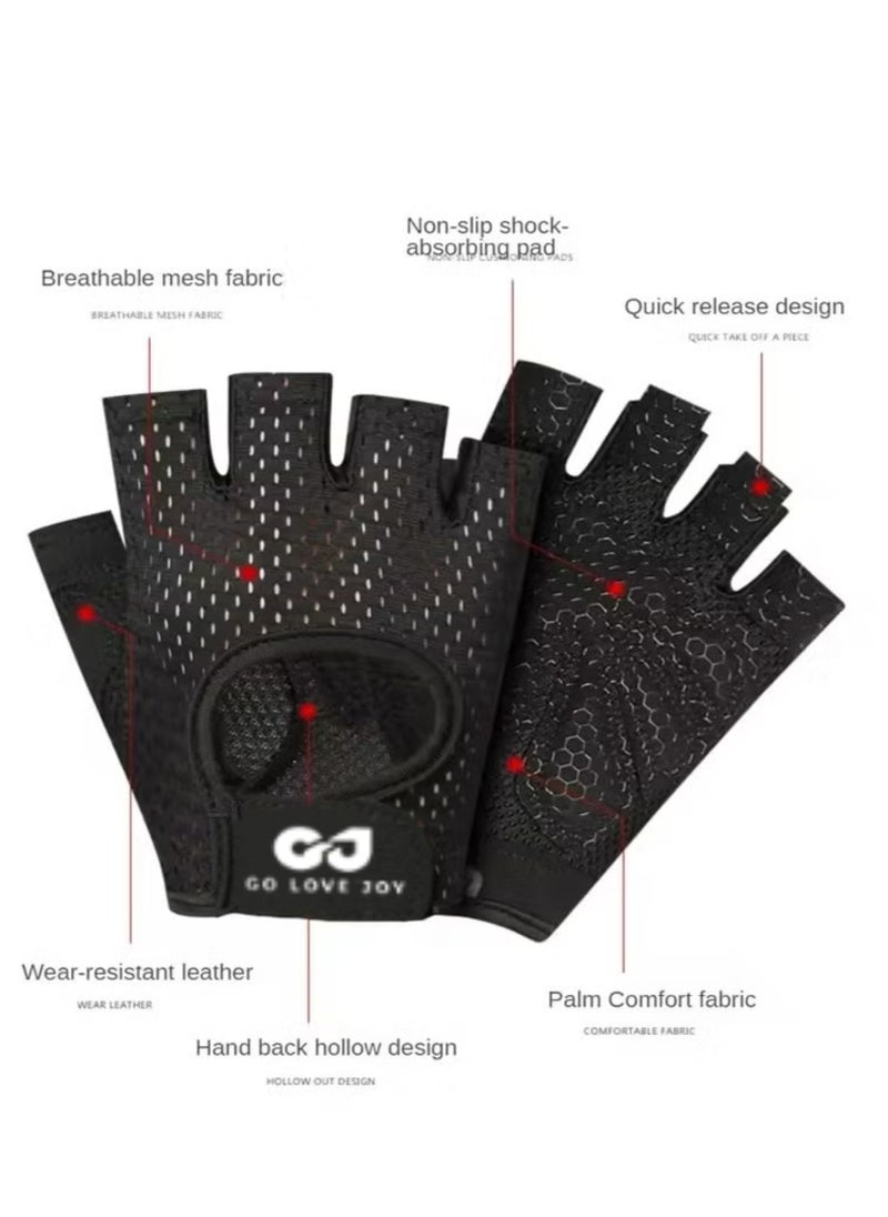 GO Fitness Gloves for Men & Women, Anti-Slip Half Finger Gloves for Gym, Weight Training, Bodybuilding, and Cycling  - Image 3