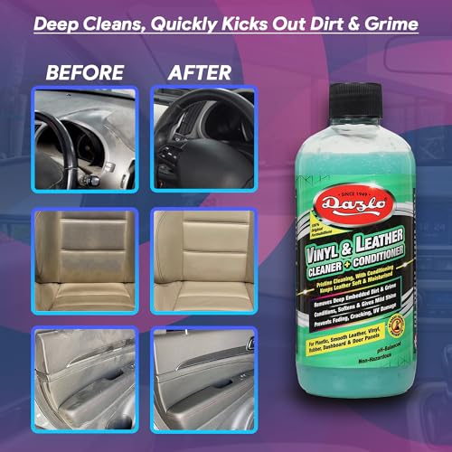 Dazlo Vinyl Leather Cleaner + Conditioner (300ml) | 2-in-1 Formula | Gently Cleans, Shines, Protects Car Interiors, Dashboard, Seat, Doors, Plastic & Rubber Parts, Leather Rexine Jacket Sofa Handbag - Image 4