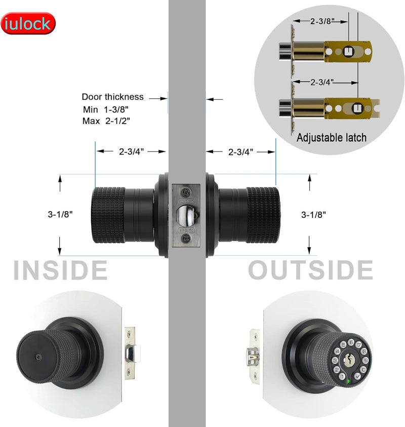 iulock Keypad & Key Smart Door Lock, 50 User Codes, Waterproof, Auto Lock - Matte Black - Image 5