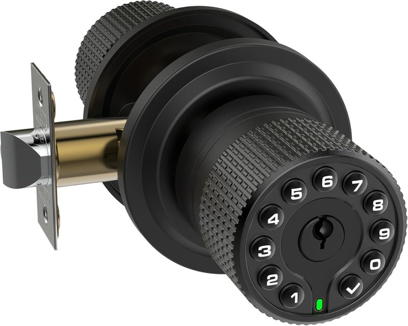 iulock Keypad & Key Smart Door Lock, 50 User Codes, Waterproof, Auto Lock - Matte Black - Image 1