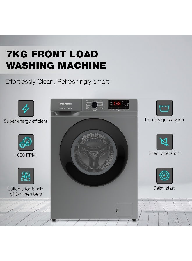 NIKAI ثلاجة نيكاي 750 لتر جنبًا إلى جنب NRF750SBD5 + غسالة تحميل أمامي 7 كجم NWM701FN9S (فضي) حزمة | ضاغط عاكس، شاشة عرض درجة الحرارة، غسيل بالبخار، 16 برنامج - Image 5