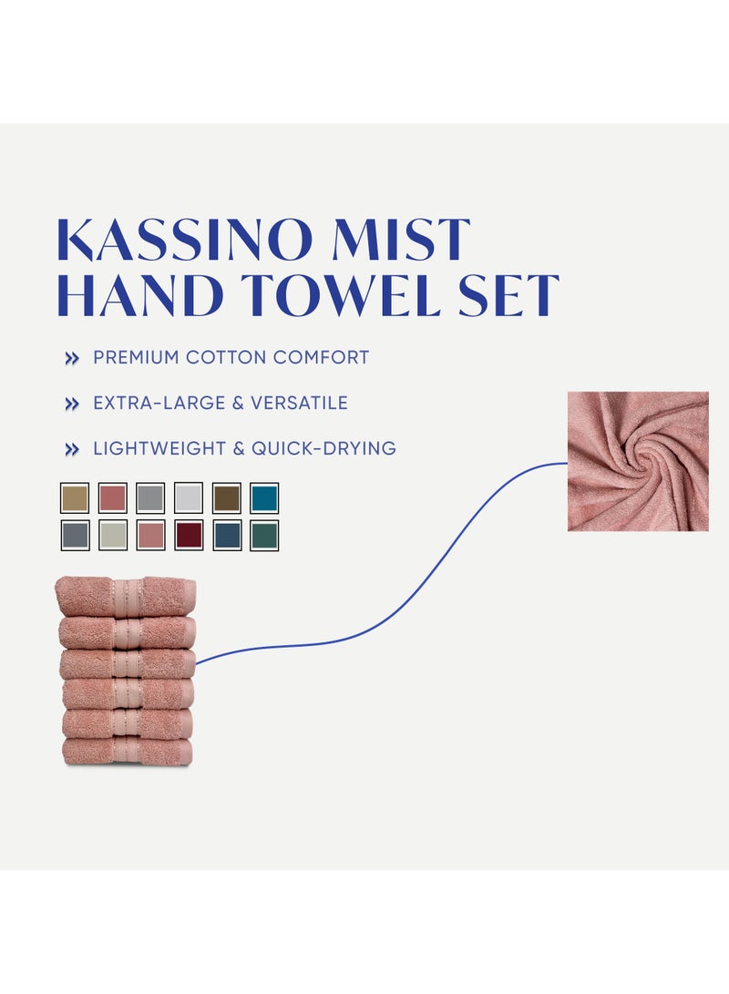 كاسينو Kassino Jumbo Hand Towel (6 Pack, 45x70 cm) - 580 GSM Large Hand Towels,100% Combed Cotton, Soft & Quick-Dry Towels, Highly Absorbent, Double Stitched Hotel Quality Towels | Evening Sand - Image 3
