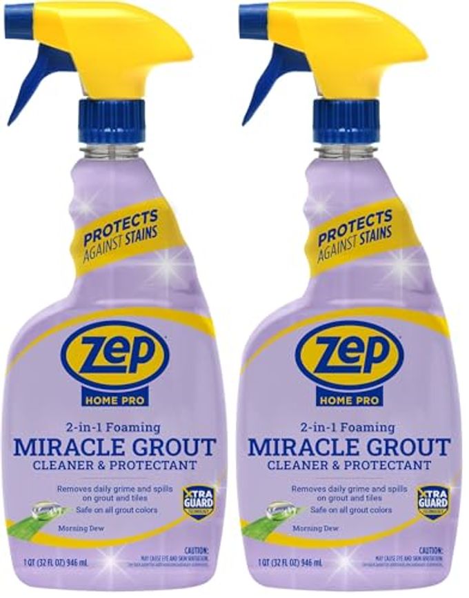 Zep Home Pro Foaming Miracle Grout Cleaner & Protectant 32 Fl. Oz (Pack Of 1) 2-In-1 For Sparkling Clean Grout Lines - Image 1