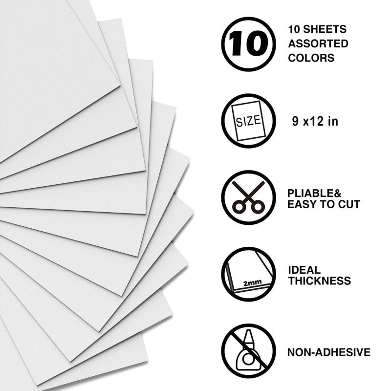 MEARCOOH Foam Sheets Crafts White 9x12 Inch 2mm Eva Color Craft Foam Paper for Crafts Project Preschoolers Classroom Scrapbooking DIY Cosplay(10 Sheets) - Image 2