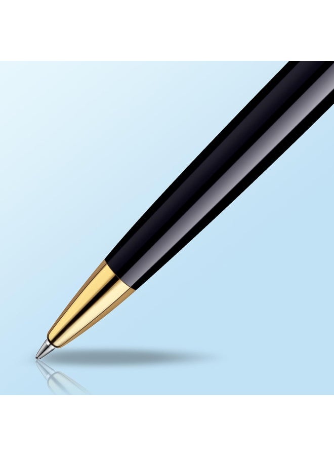 Waterman Hémisphère Kugelschreiber | Hochglänzend Schwarz Mit Zierteile AUS 23 K Gold | Mittlere Spitze | Blaue Tinte | Geschenkbox - Image 4