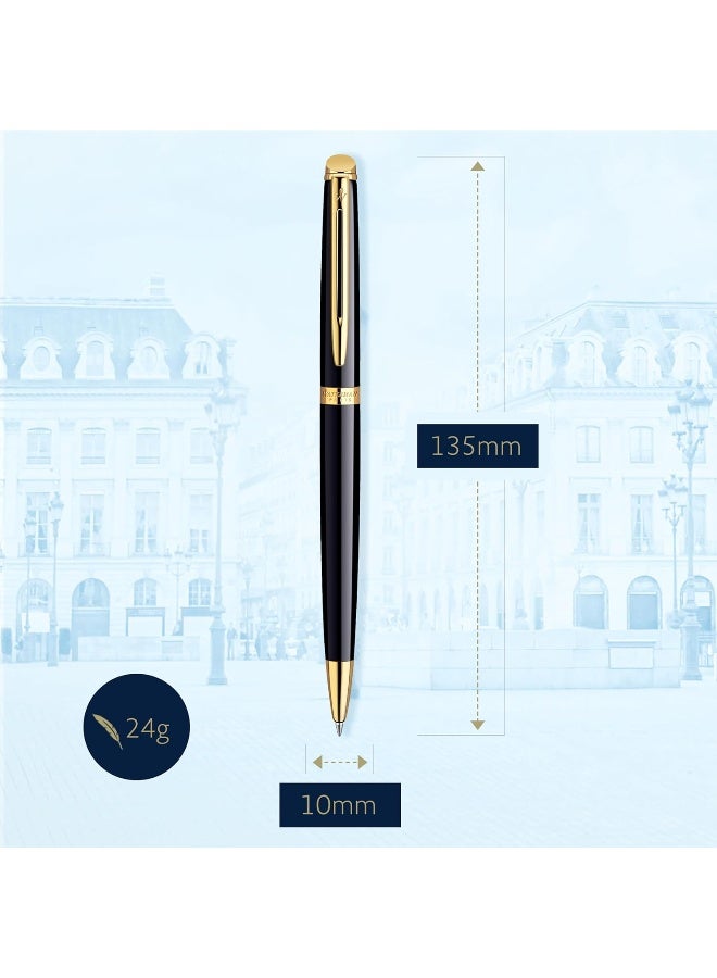 Waterman Hémisphère Kugelschreiber | Hochglänzend Schwarz Mit Zierteile AUS 23 K Gold | Mittlere Spitze | Blaue Tinte | Geschenkbox - Image 3
