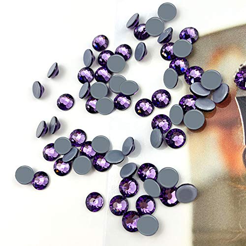Dowarm Hotfix Crystal Rhinestones, Hot Fix Crystals for Crafts Clothes, Flatback Glass Crystal for Decoration, Round Gems (Tanzanite/Purple, SS10) - Image 2