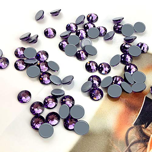 Dowarm Hotfix Crystal Rhinestones, Hot Fix Crystals for Crafts Clothes, Flatback Glass Crystal for Decoration, Round Gems (Tanzanite/Purple, SS10) - Image 3