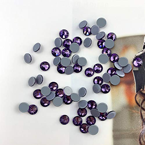Dowarm Hotfix Crystal Rhinestones, Hot Fix Crystals for Crafts Clothes, Flatback Glass Crystal for Decoration, Round Gems (Tanzanite/Purple, SS10) - Image 4