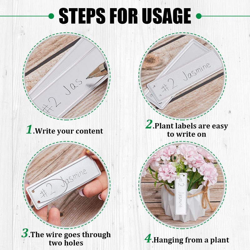 Ripeng Ripeng Aluminum Metal Plant Labels Tree Tags with Metal Wires Double Sided Write for Plant Markers Outdoor Identification and Greenhouse(200 Pieces)  - Image 4