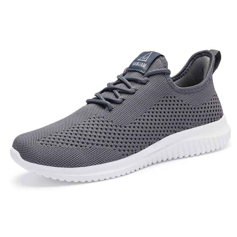 VAMJAM Mens Running Shoes Ultra Lightweight Breathable Walking Shoes Non Slip Athletic Fashion Sneakers Mesh Workout Casual Sports Shoes Grey Size 95