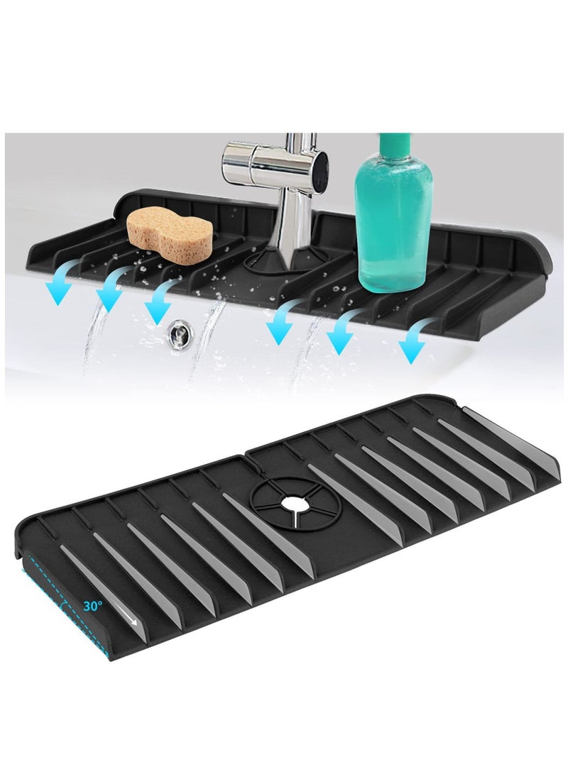 Y&D Silicone Faucet Handle Drip Catcher Tray Kitchen Sink Splash Guard Mat Behind Water Drying for Protectors Bathroom Farmhouse - Image 1