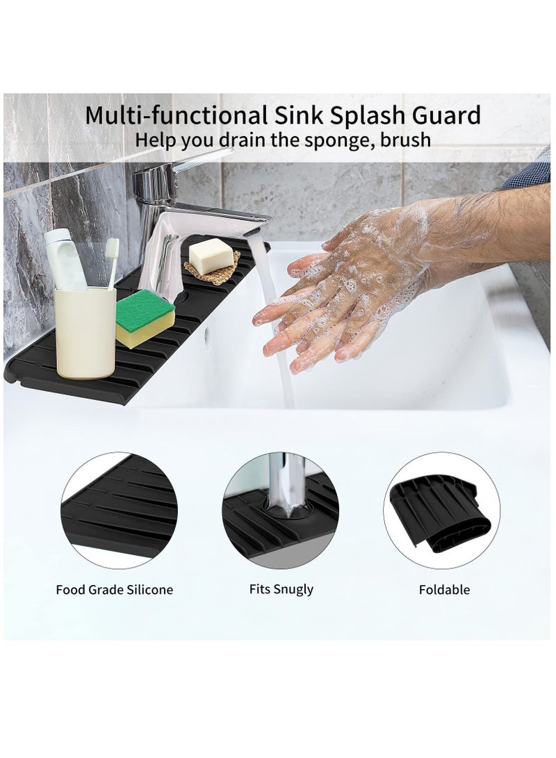 Y&D Silicone Faucet Handle Drip Catcher Tray Kitchen Sink Splash Guard Mat Behind Water Drying for Protectors Bathroom Farmhouse - Image 4