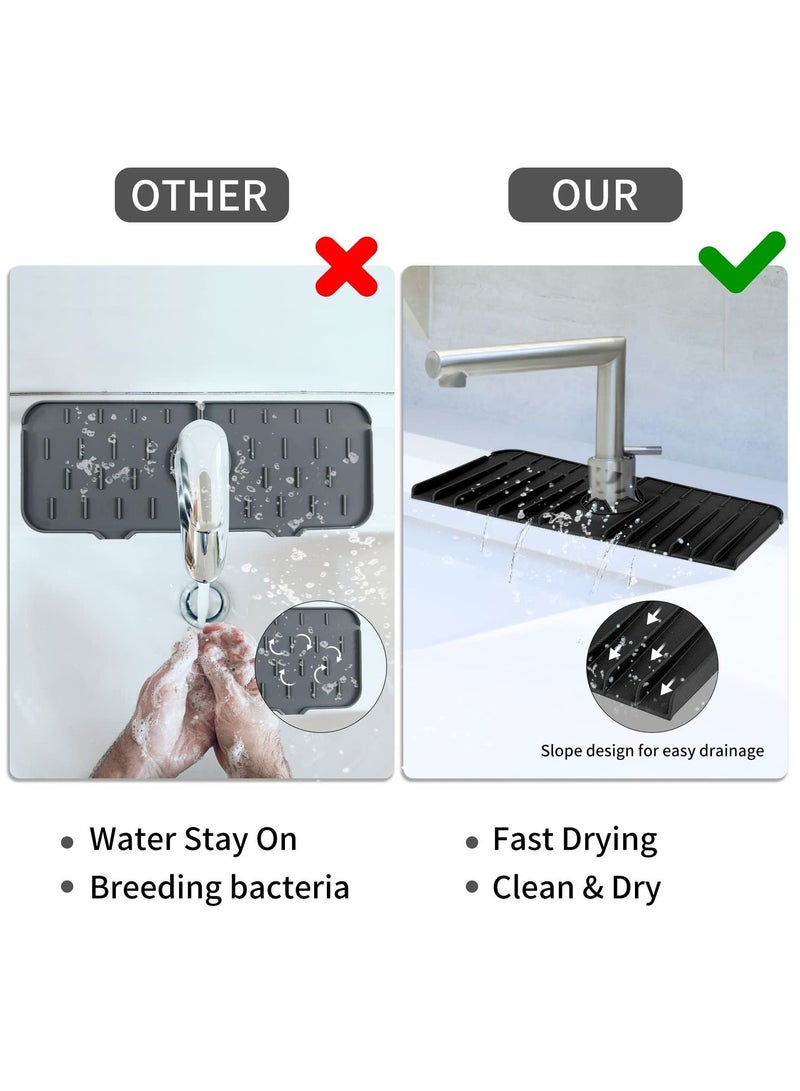Y&D Silicone Faucet Handle Drip Catcher Tray Kitchen Sink Splash Guard Mat Behind Water Drying for Protectors Bathroom Farmhouse - Image 3
