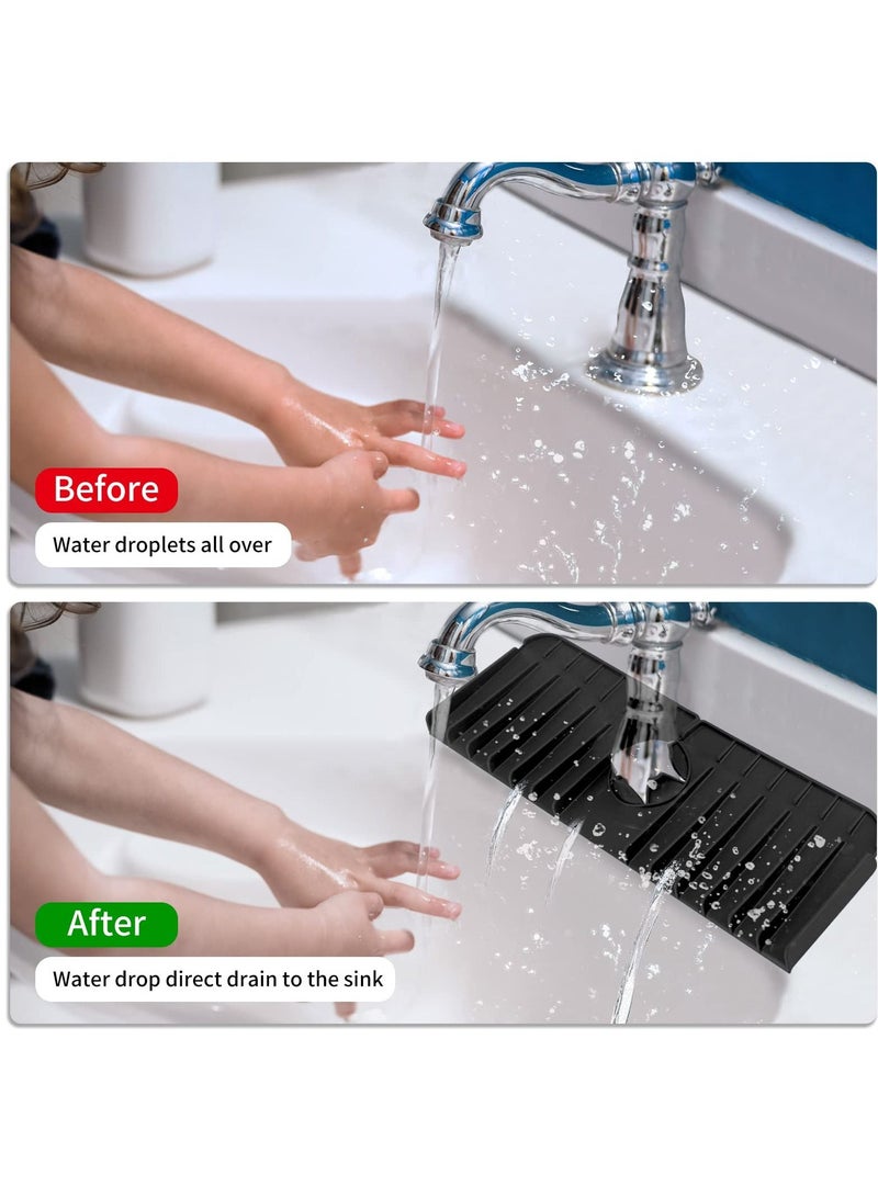 Y&D Silicone Faucet Handle Drip Catcher Tray Kitchen Sink Splash Guard Mat Behind Water Drying for Protectors Bathroom Farmhouse - Image 2