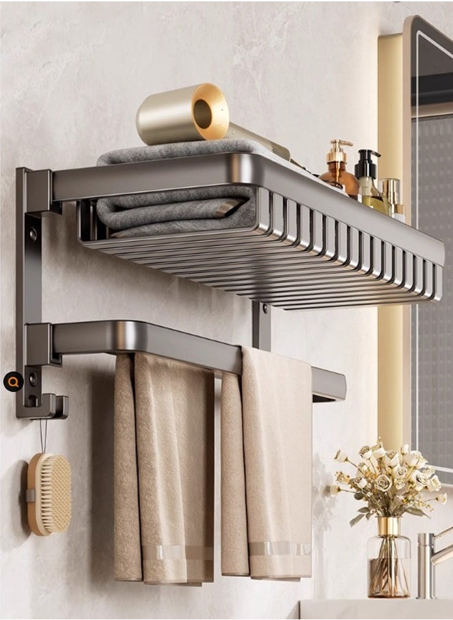 Joybos Towel Rack Bathroom Punch-Free Bathroom Storage Rack Integrated Rack Toilet Toilet Kit Bath Towel Rack 50cm*20cm*6cm Grey  - Image 1