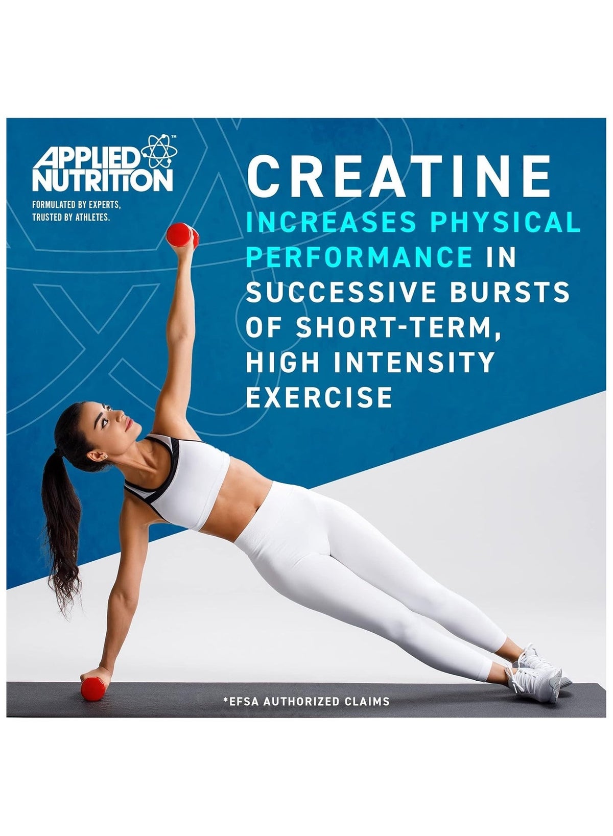 Applied Nutrition Unflavored Creatine Monohydrate Micronized Powder 250g 50 Servings
