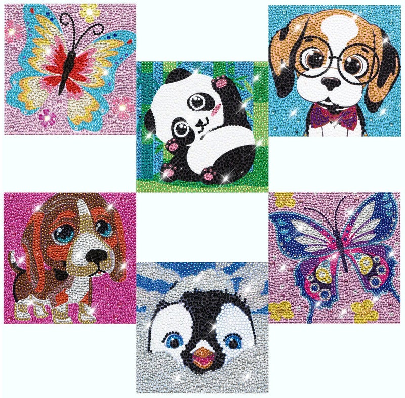 CHWGLFGG 6 Pack Diamond Painting Kits Beginners5D DIY Diamond Art Kit for Kids 6891012 Girls BoysCute Animals Big Gem Art and CraftsEasy Small Full Drill Painting Kits for Wall Decor 6 X 6