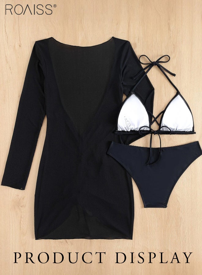roaiss 3 Piece Tankini Bikini Set Women'S Beach Swimsuit Set With Adjustable Bra And High Waist Swim Bottoms And Sun Protective Cover Up - Image 5