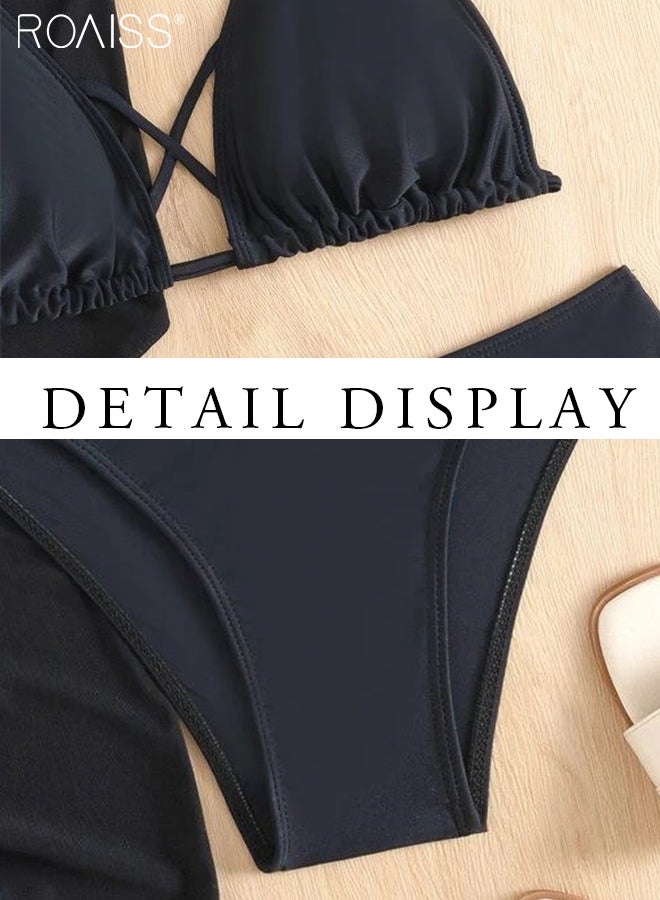 roaiss 3 Piece Tankini Bikini Set Women'S Beach Swimsuit Set With Adjustable Bra And High Waist Swim Bottoms And Sun Protective Cover Up - Image 3