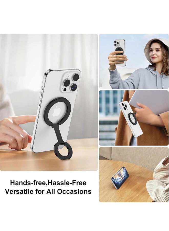 Smartphone holder with a magnetic ring for MagSafe Dual-Side Magnetic technology. It serves as a removable gym phone grip with a kickstand, compatible with iPhone 16/15/14/13/12 series and magnetic car mounts - Image 5
