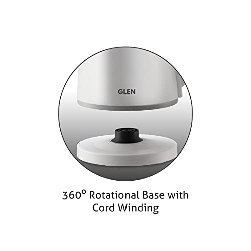 Glen Electric Kettle 800ml, Plastic Clad Stainless Steel, Cordless, 360° Rotation Base, Auto Shutoff, 800W, Kettle for Hot Water & Tea - White (9004) - Image 5