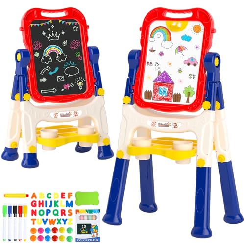 Weudear Easel for Kids ToyDoubleSided Magnetic Kids Art Easel for 3 Year Old Boy GiftToddler Toys for 3 Year Old Boy Dry Erase Boards Learning Educational Toy Drawing Board for 4 5 Years Old Girl Gifts - Image 1
