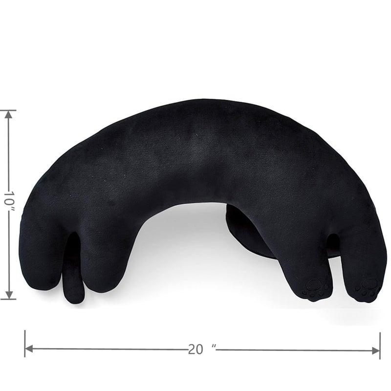 Furvana UShaped Cat Plush Pillow Cute Plushies 20 Ultrasoft Cat Stuffed Animal Birtday Gift Black - Image 5