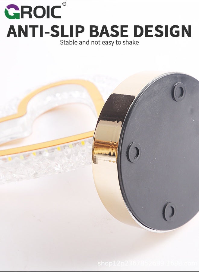 جرويك مصباح كريستال على شكل قلب حب - تحكم باللمس مع منافذ USB، مصباح ليلي قابل للتعتيم بثلاث طرق، مصباح طاولة بجانب السرير لغرفة النوم - Image 5