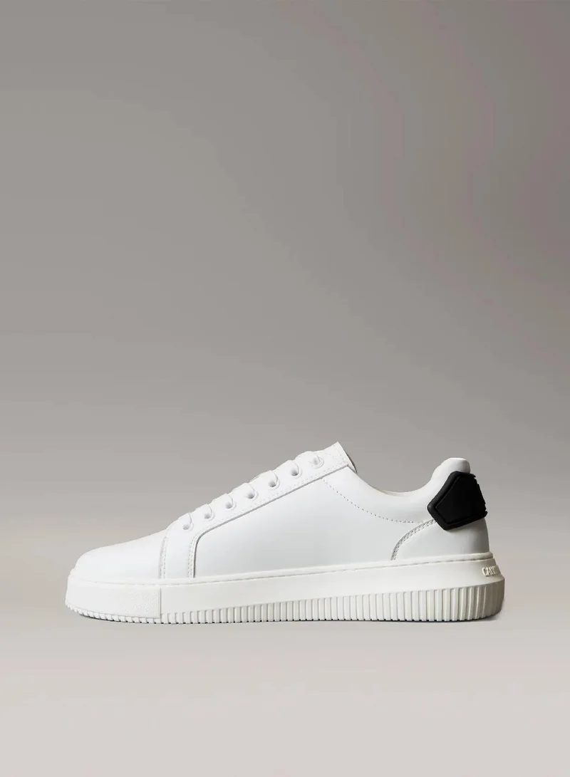 Calvin Klein Jeans Bright White/Black Leather Trainers for Men | Best Price UAE