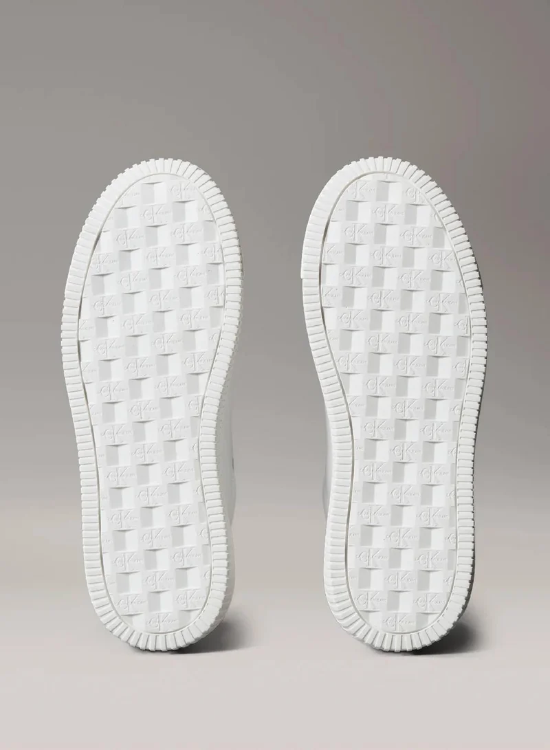 Calvin Klein Jeans Bright White/Black Leather Trainers for Men | Best Price UAE