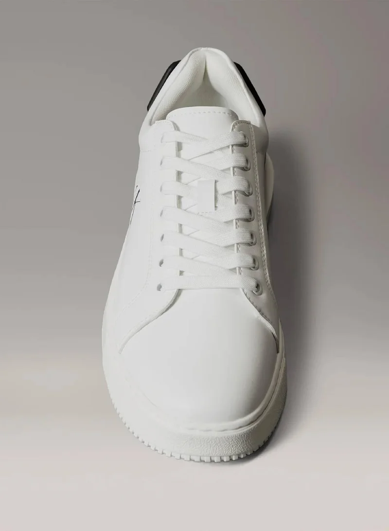Calvin Klein Jeans Bright White/Black Leather Trainers for Men | Best Price UAE