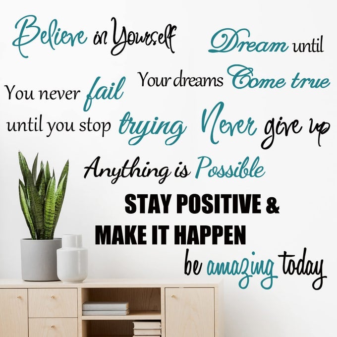 INSPIRATIONAL QUOTES MOTIVATIONAL SAYINGS VINYL PEEL STICK WALL DECALS FOR WOMEN ADULTS BEDROOM LIVING ROOM OFFICE BATHROOM