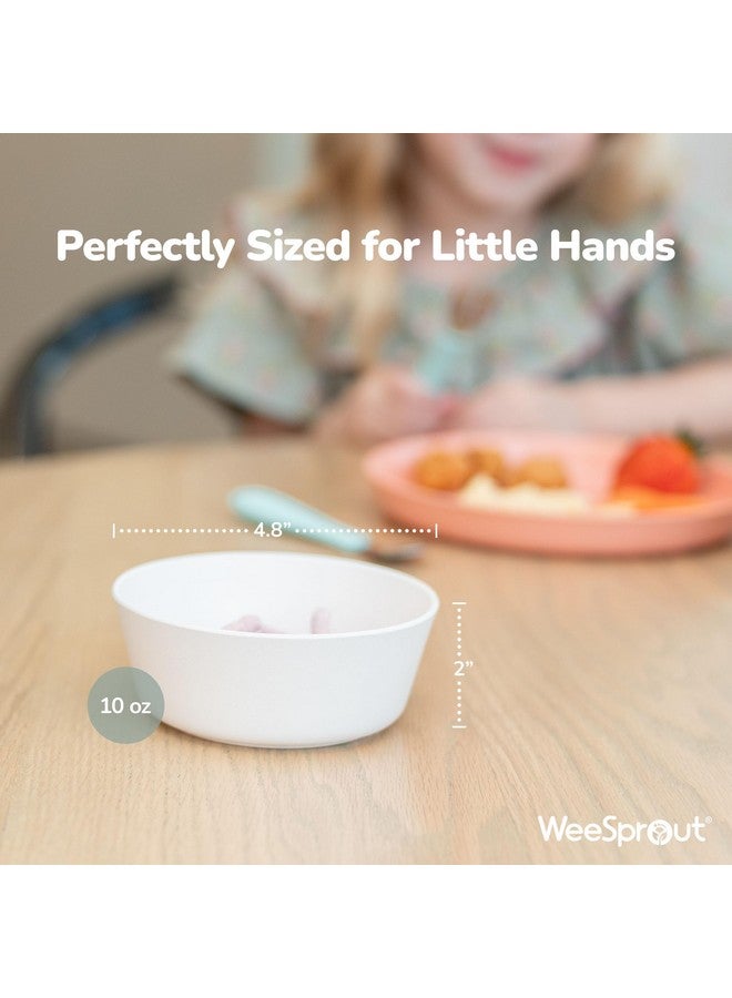 WeeSprout Bamboo Kids Bowls, Set of Four 10 oz Kid-Sized Bamboo Bowls, Dishwasher Safe Kid Bowls (Blue, Green, Gray, & Beige) - Image 2