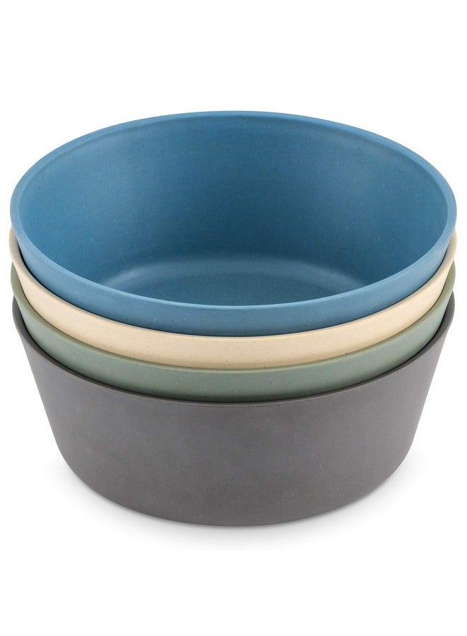 WeeSprout Bamboo Kids Bowls, Set of Four 10 oz Kid-Sized Bamboo Bowls, Dishwasher Safe Kid Bowls (Blue, Green, Gray, & Beige) - Image 1