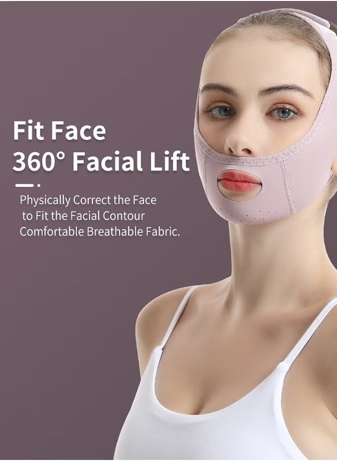 Double Chin Reducer,V Line Mask Face Lifting Strap,Face Lift Chin Strap Sculpting Tool,Reusable Face Shaper and Lifting Belt,Chin Up Eliminator,Exclusive Formula For Efficient Improvement(Purple)
