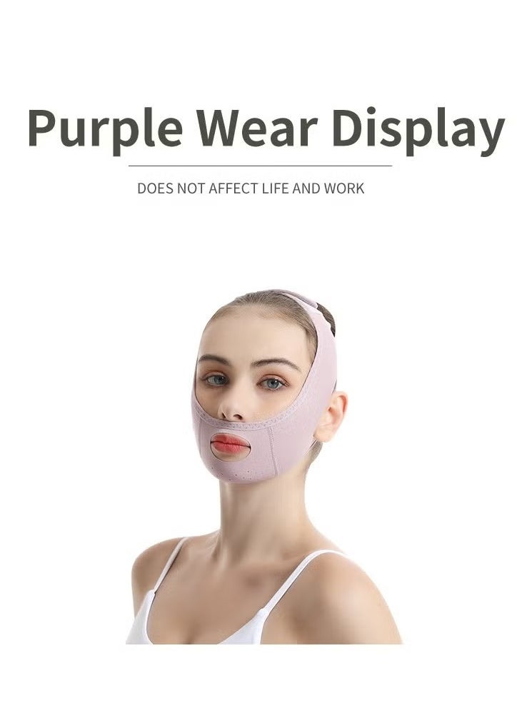 Double Chin Reducer,V Line Mask Face Lifting Strap,Face Lift Chin Strap Sculpting Tool,Reusable Face Shaper and Lifting Belt,Chin Up Eliminator,Exclusive Formula For Efficient Improvement(Purple)