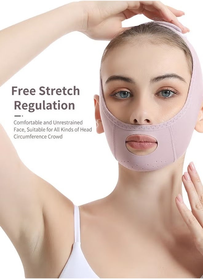 Double Chin Reducer,V Line Mask Face Lifting Strap,Face Lift Chin Strap Sculpting Tool,Reusable Face Shaper and Lifting Belt,Chin Up Eliminator,Exclusive Formula For Efficient Improvement(Purple)