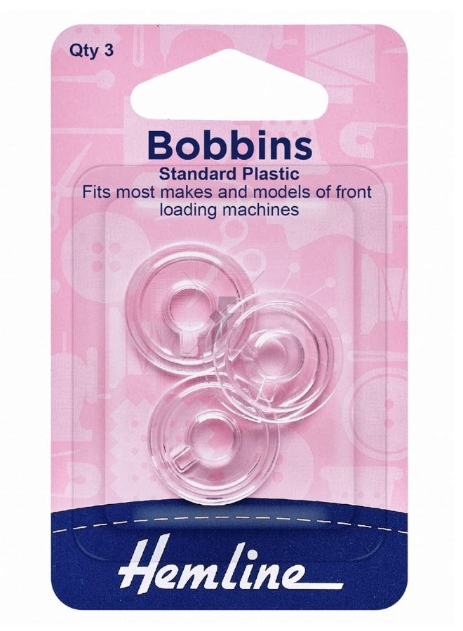 Hemline 3-Piece Standard Plastic Bobbins Fits Most Makes And Models of Front Loading Machines - Image 1