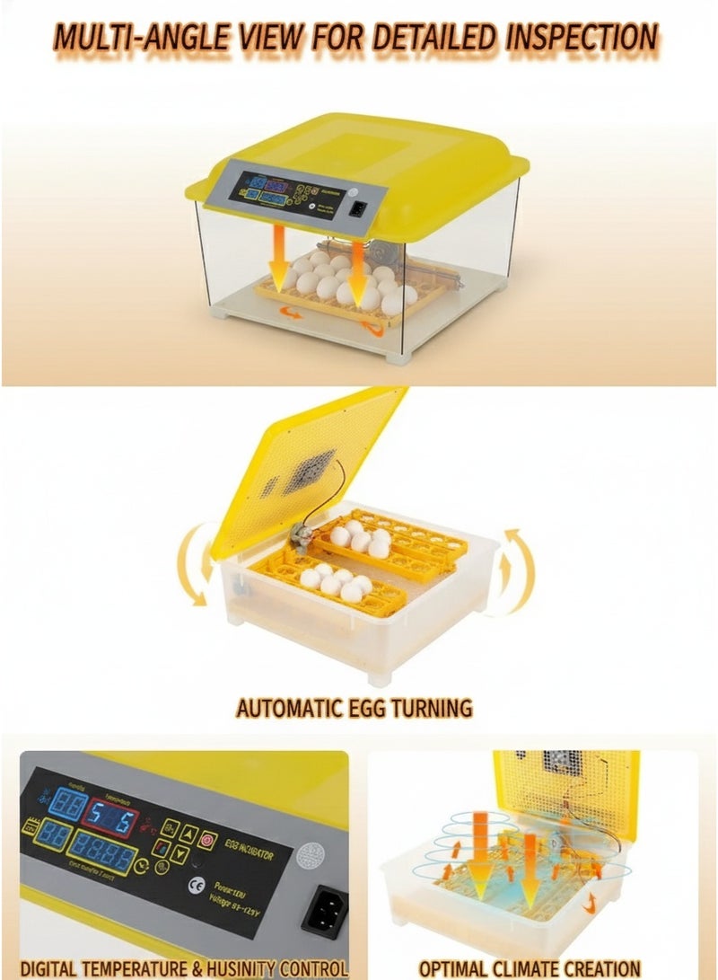 LEXIN 48 Egg Incubator, Automatic Turning Digital Chicken Egg Hatcher, Temperature and Humidity Control with Digital Display for Hatching Chickens Ducks Goose and etc.. - Image 4