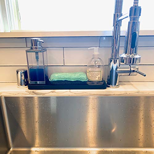 Happitasa Silicone Kitchen Sink Organizer Tray, Sponge Holder and Countertop Protector | Bathroom and Kitchen Soap Dish and Dispenser Tray (Black, 12" x 4", 9.2 Ounces, Zigzag) - Image 4
