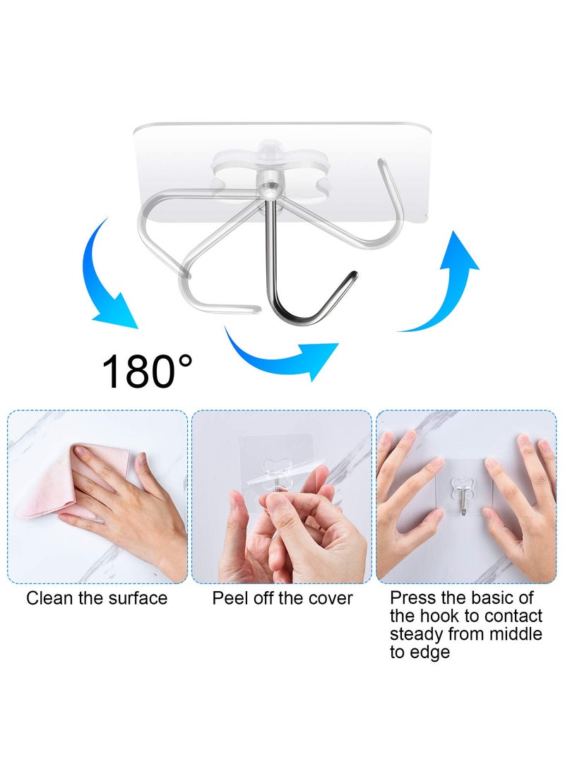 Kattykitty 12Pcs Adhesive Hooks Heavy Duty Wall Hooks Transparent NoRust Seamless Waterproof Oilproof Free Drilling Wall Hangers Suitable for Ceiling Kitchen Bathroom  - Image 5