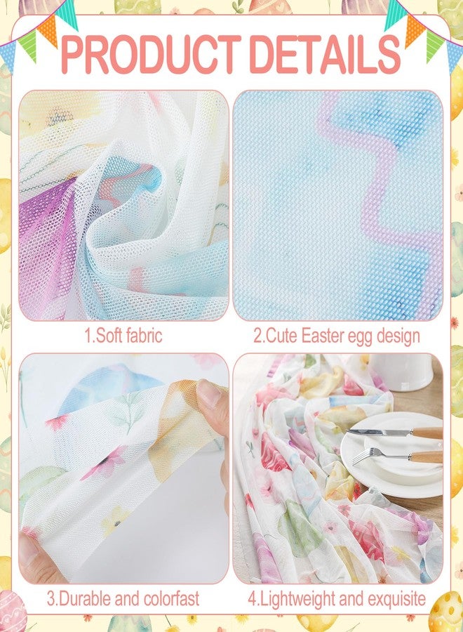 Chumia Sheer Easter Table Runner 120 Inch Colorful Happy Easter Egg Table Runner Decorations 10 FT Gauze Mesh Spring Floral Holiday Kitchen Dining Tables Decor Centerpiece for Garden Home Party - Image 3
